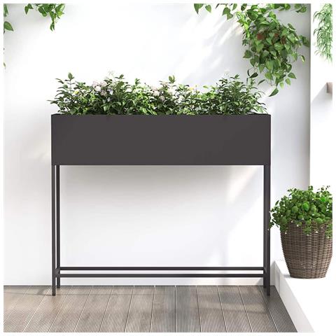 Vaso da Giardino Rialzato Nero 100 x 26 x 82 cm Acciaio - Foto 2