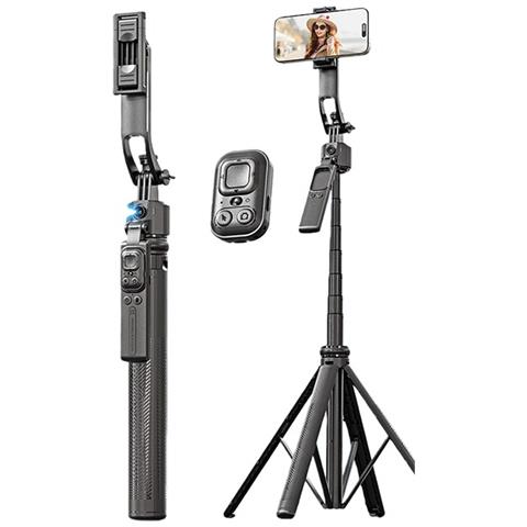 Treppiede Per Selfie In Lega Di Alluminio Da 1,6 M Con Tracciamento Facciale Ai E Telecomando Bluetooth, Compatibile Con Android E Ios - Foto 1