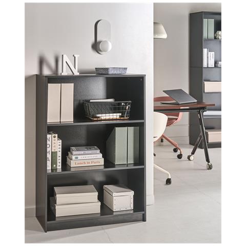 Libreria A 3 Ripiani Zehna 117 Cm Nero - Foto 1