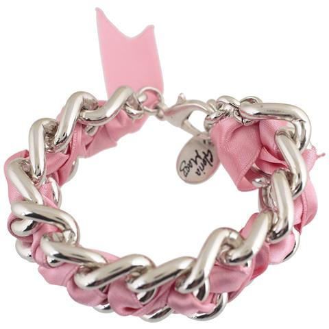 Bracciale Rockyou In Argento Rosa Con Catena E Nastri - Foto 1