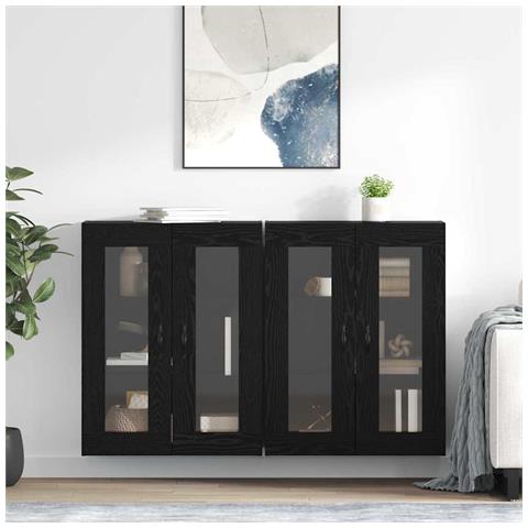 Armadi da Parete 2 pcs Rovere Nero 69,5 x 34 x 90 cm - Foto 2