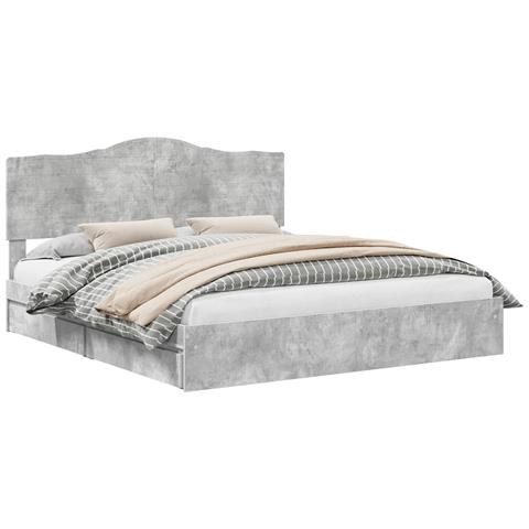Letto con Contenitore con testiera Grigio cemento 200 x 200 cm - Foto 1