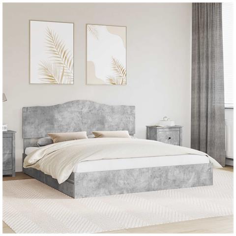 Letto con Contenitore con testiera Grigio cemento 200 x 200 cm - Foto 2