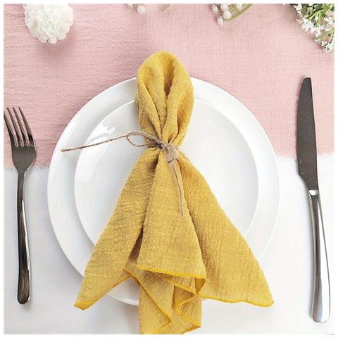 Set Di 12 Tovaglioli Da Tavola In Cotone Viola - Tovaglioli In Tessuto Orlato Per Matrimoni E Feste Yellow - Foto 4