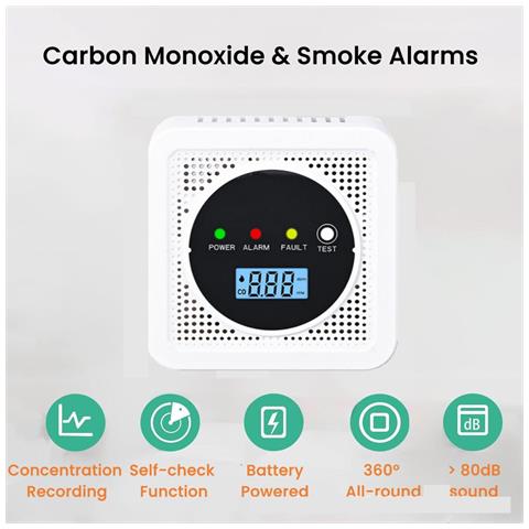 Rilevatore Di Fumo E Monossido Di Carbonio (co) Con Display Led - Proteggi La Tua Casa - Foto 5