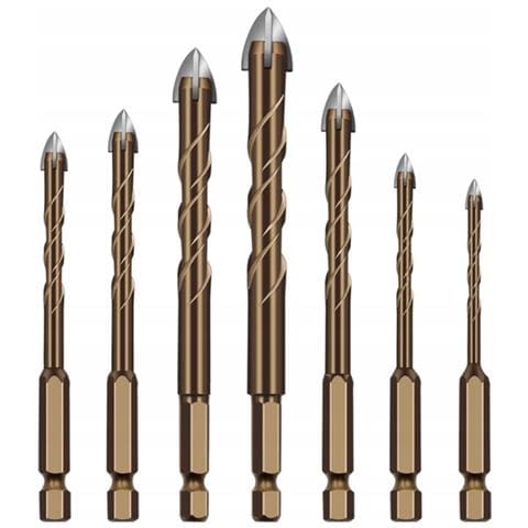 Set Di Punte Elicoidali Per Vetro E Ceramica - Acciaio Di Alta Qualità, 7 Pezzi 3-12mm | Uscita Polvere Ottimizzata | Uso Su Vetro E Piastrelle - Foto 1