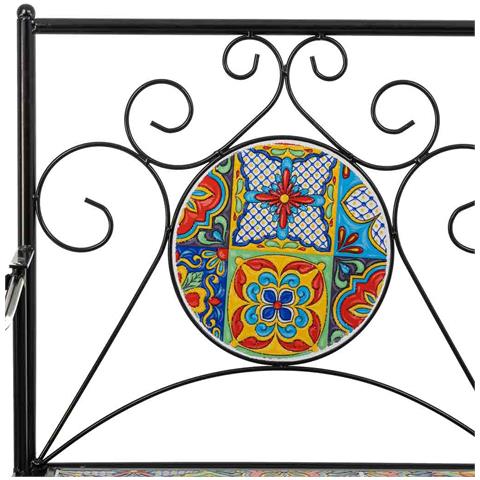 Sgabello In Mosaico Nero E Ferro Battuto 110x50x88h - Foto 8