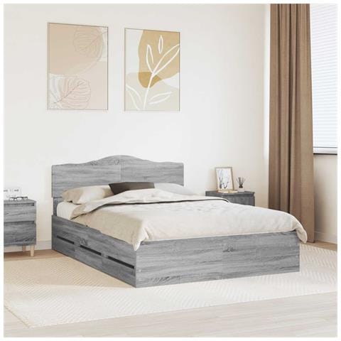 Struttura del letto con cassetto Grigio Sonoma 140 x 190 cm - Foto 2