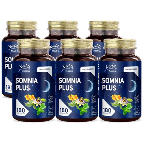 Somnia Plus 180 Compresse - Melatonina, Passiflora, Melissa, Escolzia e Vitamina B6 - Addormentamento, Rilassamento e Qualità del Riposo (Confezione sestupla) - Foto 1