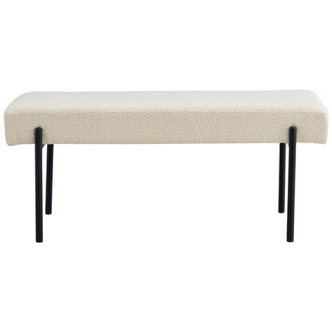Panchetta Swindon In Bouclé Bianco Con Gambe Nere, 100 Cm - Foto 1