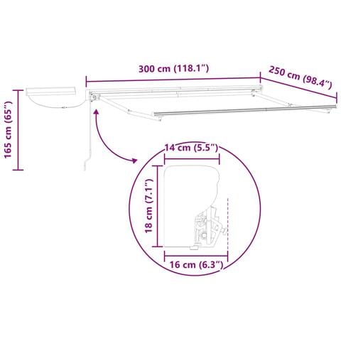 Struttura della tenda elettrica retrattile Bianco 3 x 2,5 m - Foto 9