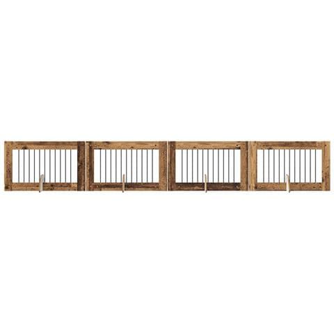 Cancello per cani con supporti 4 pcs Legno antico 100 x 60 cm - Foto 1