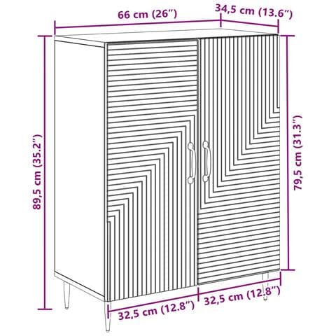 Credenza Bianco Lucido 66 x 34,5 x 89,5 cm Legno ingegnerizzato - Foto 9