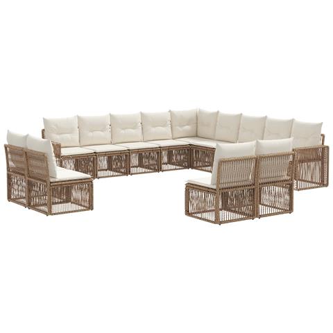 Set Divano da Giardino 13 pcs Beige e Bianco Crema polyrattan - Foto 1