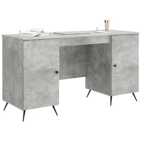 Scrivania con lo scaffale Grigio Cemento 142,5 x 50 x 75 cm - Foto 2