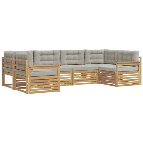 Set di divani da esterno 6 pcs Bianco e Grigio Chiaro - Foto 1