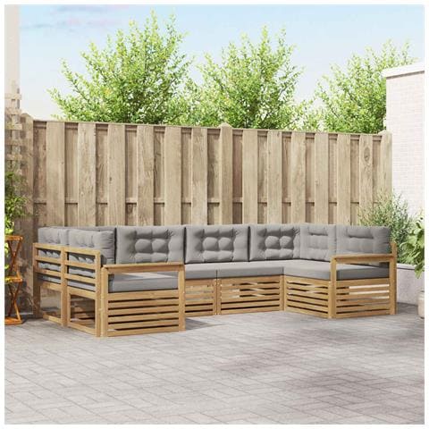 Set di divani da esterno 6 pcs Bianco e Grigio Chiaro - Foto 2