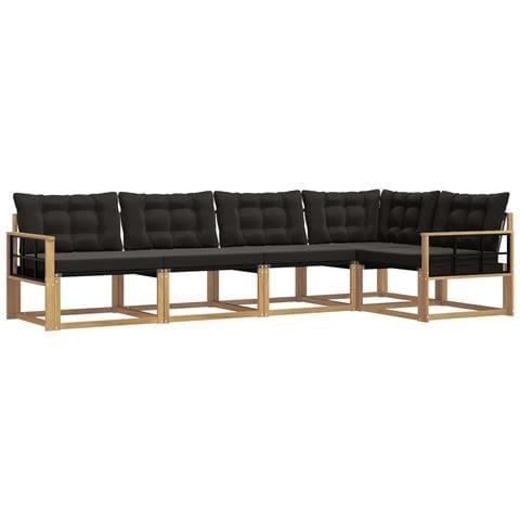 Set di divani da esterno con cuscino 5 pcs Bianco e Nero - Foto 1