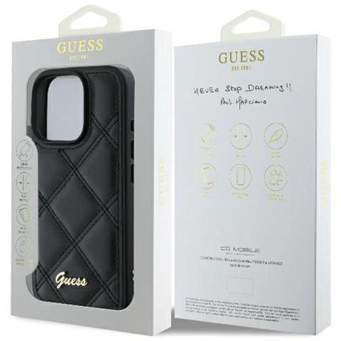 Guess Custodia In Metallo Trapuntato Per Iphone 16 Pro - Nera - Foto 1