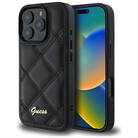 Guess Custodia In Metallo Trapuntato Per Iphone 16 Pro - Nera - Foto 4