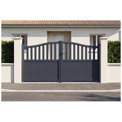 Cancello a battente MEIJE da 3 m, alto 160 cm, in alluminio grigio. - Foto 1