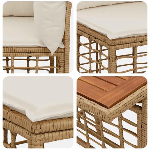Set Divano da Giardino 7 pz Naturale e Bianco Crema polyrattan - Foto 10