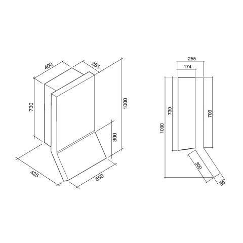 Cappa Rialto Top Parete 55cm Acciaio 800 m3 / h - Foto 2