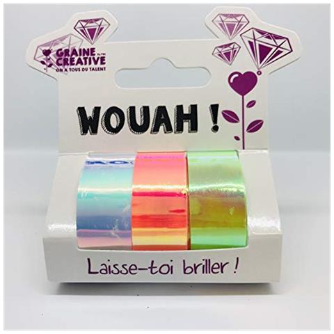 3 Washi Tape Iridescente 5 X 1,5 Cm - Bianco, Arancione, Verde - Foto 1