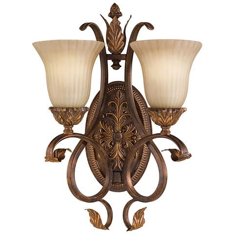 Applique Da Parete Per Interni 2 Luci Guscio Di Tartaruga Invecchiato, Attacco E27 - Foto 2