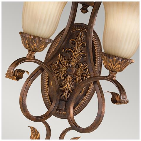 Applique Da Parete Per Interni 2 Luci Guscio Di Tartaruga Invecchiato, Attacco E27 - Foto 5