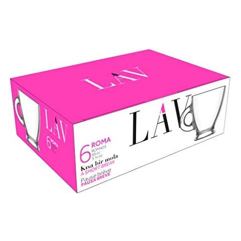 Roma 62499 Set Di 6 Tazze Caffè, Vetro, Trasparente, 95 Ml - Foto 2