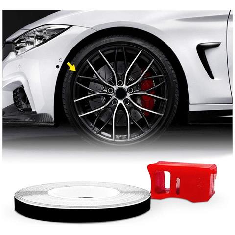 Wheel Trim Strisce Adesive Rifrangenti Con Applicatore Per Cerchi Auto, Nero, 5 Mm X 6 Mt - Foto 1