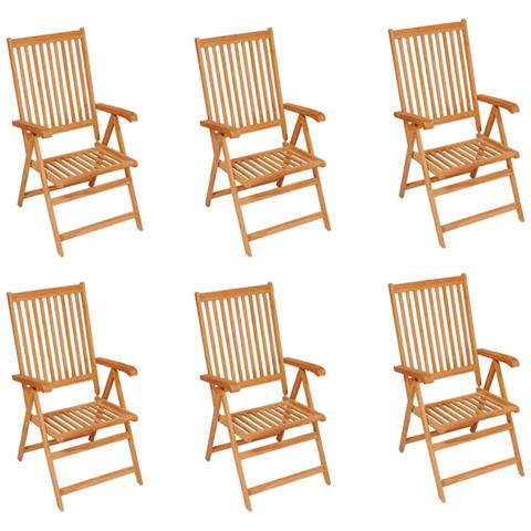 Sedie da Giardino 6 pz con Cuscini Verdi in Massello di Teak - Foto 10
