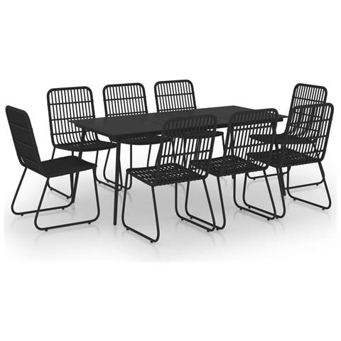 Set da Pranzo da Giardino 9 pz in Polyrattan e Vetro - Foto 1