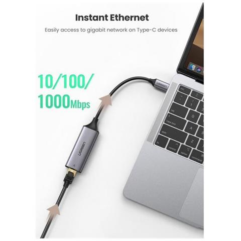 Adattatore USB Type C a Ethernet 10/100/1000M (Space Gray)  - Foto 3