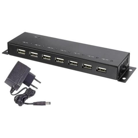 Hub USB 2.0 RF-4791678 7 Porte Contenitore in Metallo, Per Montaggio a Parete Nero - Foto 1