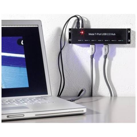 Hub USB 2.0 RF-4791678 7 Porte Contenitore in Metallo, Per Montaggio a Parete Nero - Foto 2
