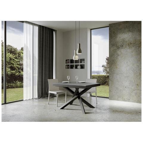 Tavolo Allungabile 90x120/224 Cm Volantis Evolution Telaio Antracite - Cemento - Foto 5