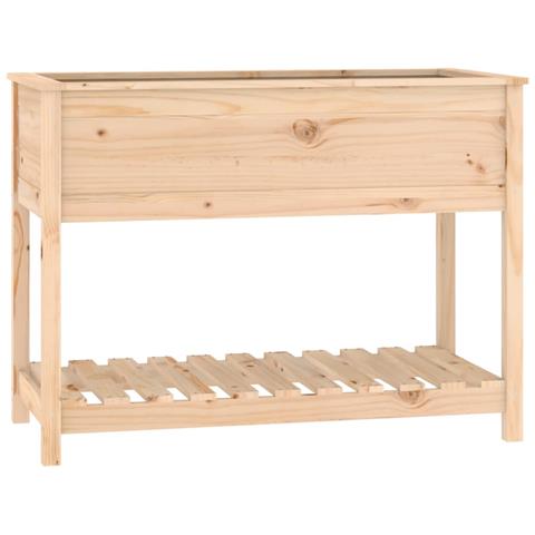 Fioriera Con Mensola 111,5x54x81 Cm In Legno Massello Di Pino - Foto 1