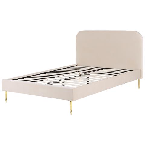 Letto Velluto Flayat 160 X 200 Cm Beige Chiaro - Foto 2