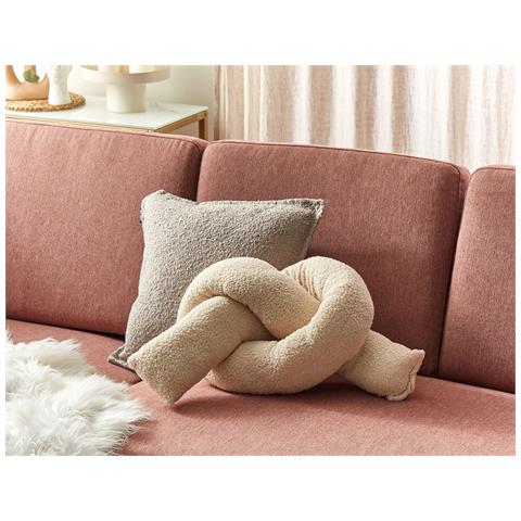 Cuscino Decorativo Gladiolus Finta Pelliccia 172 X 14 Cm Tinta Unita Beige - Foto 1