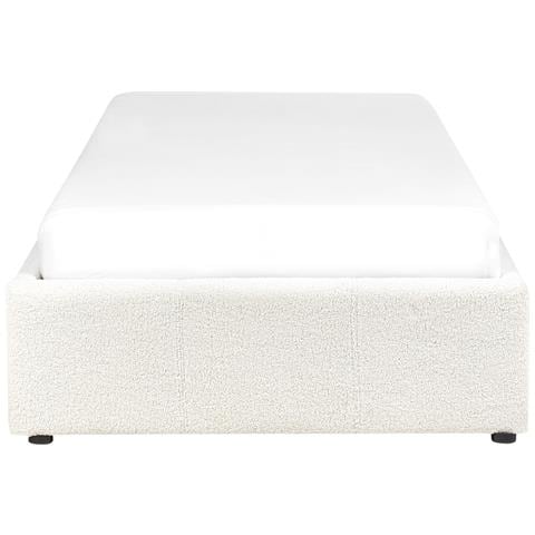 Letto Singolo Contenitore Tessuto Bouclè Bianco Sporco 90 X 200 Cm Dinan - Foto 7