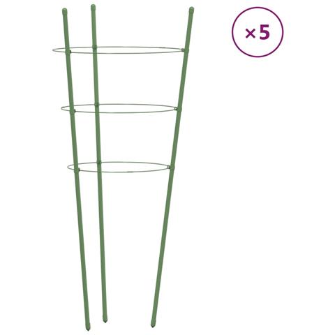 Supporti Piante Da Giardino Con 3 Anelli 5pz Verde 75cm Acciaio - Foto 2