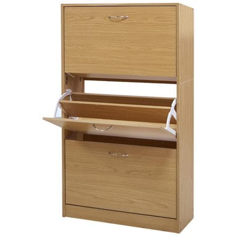 Scarpiera 3 Ante Ripiani Porta Scarpe Doppia Profondita Legno 63x24x115 Quercia - Foto 1