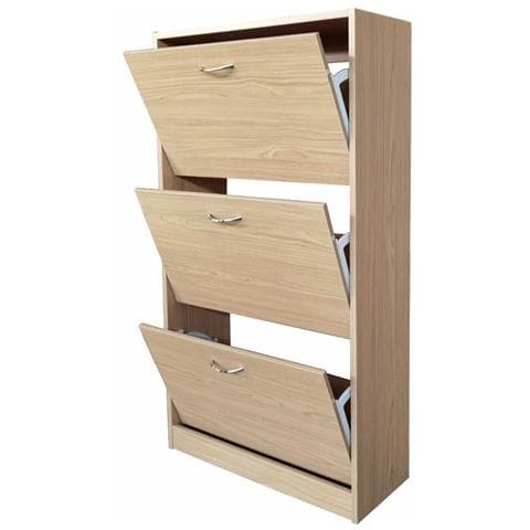 Scarpiera 3 Ante Ripiani Porta Scarpe Doppia Profondita Legno 63x24x115 Quercia - Foto 5