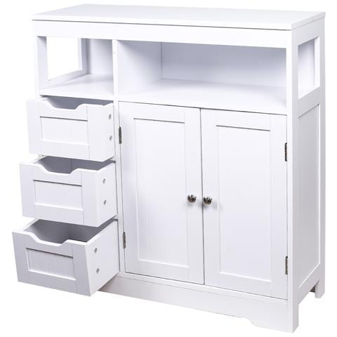 Mobile Da Bagno Armadietto Da Terra 3 Cassetti E 2 Ante Armadio 80.5x30x86.5cm - Foto 2