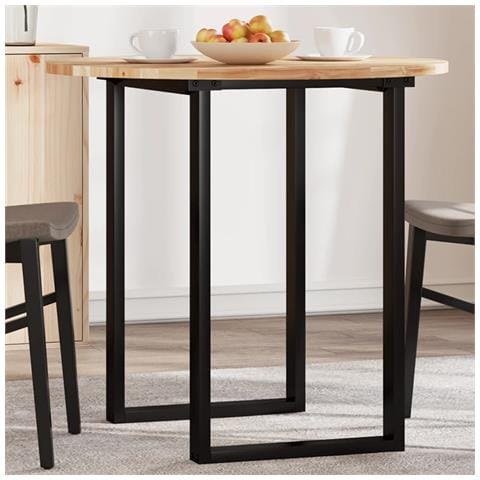 Piano Tavolo Rotondo 80x2 Cm In Legno Massello Di Acacia - Foto 1