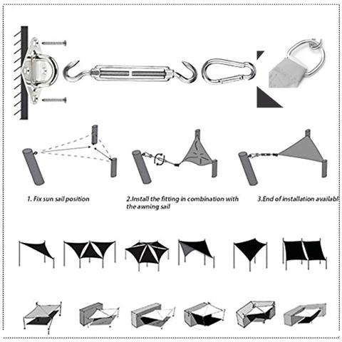 Tenda Da Sole A Vela Triangolare, Per Patio Sulla Spiaggia, Protezione Uv Grey M - Foto 2