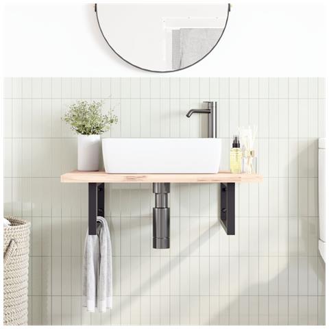 Reggimensole Per Lavabo 2 Pz Nere Rettangolari In Acciaio - Foto 3