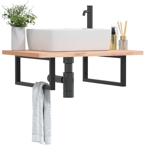 Reggimensole Per Lavabo 2 Pz Nere Rettangolari In Acciaio - Foto 1